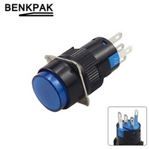LED 조명 푸시 버튼 스위치 고정 잠금 온 스타트 블루 그린 레드 옐로우 화이트 16mm, [01] 파란, [04] 5v