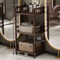 원목 이동식 트롤리 트레이 선반 서랍장 웨건 카트 수납 진열대 협탁 바퀴달린 미용실 우드, E