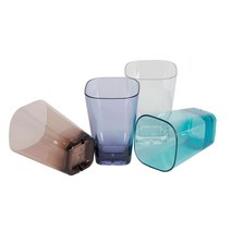 PC 투명 플라스틱 물컵 사각컵 업소용, 7온스(200ml)-1개, 그린