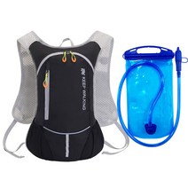 초경량 등산용 배낭 백패킹 캐리어 디팩 여성 등산 백 백팩 드레일 힙색 트레킹 트레일 러닝 스포츠, 8L, 블랙 + 1L 식수팩