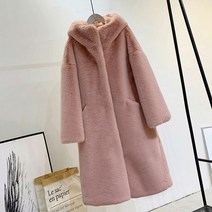 에코퍼코트 고급스러운 인조퍼자켓 노카라후드 롱코트 페이크밍크