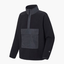코오롱스포츠 남성 우븐 배색 마이크로플리스 집업티셔츠 TLTBW21561BLK