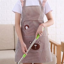 줄무늬 곰돌이 왕 큰 포켓 앞치마 스프라이트 커피