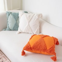 자누이 코지 태슬 쇼파쿠션 (솜포함), 화이트(45X45cm)