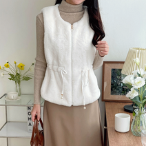 진주 에코퍼 밍크 집업 조끼 P2110412