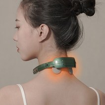 EMS 무선 목 어깨 안마기 저주파 온열 넥 마사지기 뒷목뻐근 경추 마사지기 음이온 공기 정화 목 마사지기, 그린