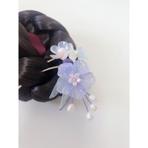 그레이스샵 [나연한복뒤꽂이] 한복소품 보라색 담수진주 한복비녀 악세사리 옆꽂이 뒤꽂이