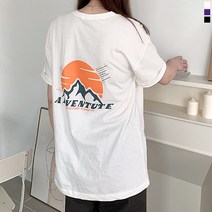 티데일리 남녀공용 마운틴 20수 오버핏 반팔 라운드 티셔츠