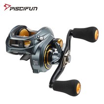 Piscifun alijoz 300 로우 프로파일 베이트 캐스팅 릴 15kg 최대 드래그 8 + 1 베어링 알루미늄 프레임 민물 바닷물 낚시 릴, 회색 이중 손잡이, 오른손