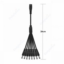 전원분배기 호환 5.5mm 2.1mm DC 전원 분배기 케이블 1 ~ 2/3/4/5/6/8 웨이 5V 12V 24V 어댑터 LED 스트립, 08 1 to 8 way black_01 1pcs