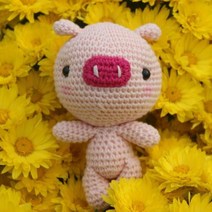 코바늘하나면돼 키링돼지인형 3 코바늘인형 아미구루미 손뜨개 DIY 키트 태교뜨개, 피치, 1개