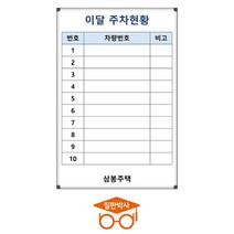 칠판박사 주차현황판 일반형 화이트보드 (자석부착X), 선택7) 주차현황판(소형2)