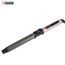 볼륨 물결 고데기 전기머리인두 롤브러쉬 오토롤링 usshow 전문 회전 컬링 아이언 나노 티타늄 블랙 + led 디지털 온도 디스플레이가있는 골드 헤어 컬러, 에게, 직경 25mm