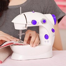 가정용 오버로크미싱 오버록 미싱 미니 재봉틀 싱거 자수 오바로크, 03. Purple US Plug Table