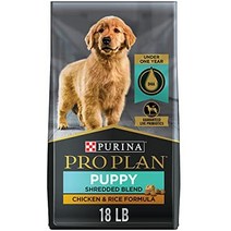 퓨리나 프로플랜 고단백 강아지 퓨레디드 블렌드 치킨앰프 쌀 공식 - 34파운드 가방, 건식 사료, 치킨라이스 블렌드, 18파운드 가방