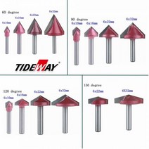 목공 트리머 6mm V 비트 CNC 솔리드 카바이드 엔드 밀 3D 라우터 1 개 목재 텅스텐 목공 MDF 밀링 커터 60, 03 1Pcs 60degree 6X22