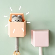 데코리타 동물 캐릭터 접착식 마스크 걸이 다용도 벽걸이 벽 후크 부착 고리, 그레이/민트