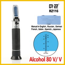 RZ 굴절계 알코올 알코올 계량기 0 ~ 80% V/V ATC 휴대용 공구 습도계 농도 측정기 굴절계|refractometer alcohol|alcohol refractomet, RZ116-BUBBLE, 1개, CHINA