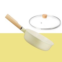 로이첸 마쉬옐로우 세라믹 후라이팬+유리뚜껑세트 4가지 사이즈 택 1, 마쉬옐로우 딥팬 20cm+우드유리뚜껑