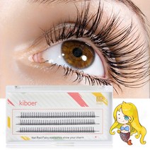 Kiboer 포이트 속눈썹 인조 자연스러운 걸그룹 타입 삼각형 디테일, 1개, 블랙 9+10+11mm 1세트