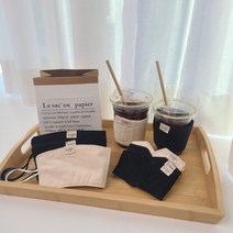 친환경 다회용컵홀더 에코컵홀더 면컵홀더 재사용패브릭컵싸개, 블랙면심플컵홀더[소폭]