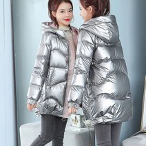 연예인롱패딩 유광패딩 그린 후드 겨울점퍼