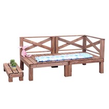 아파트평상 야외벤치 야외의자 평상마루, L. 작은 갈색 계단  90x 36CM