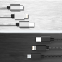 3IN1 5핀 8핀 C타입 멀티 동시 듀얼 급속 고속 피시방 차량용 스마트폰 휴대폰 핸드폰 갤럭시 아이폰 충전 잭 선 케이블, 블랙