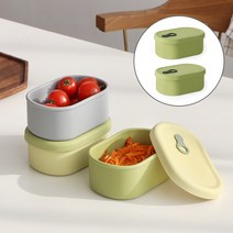 하나로편한 소프트 실리콘 100% 도시락 통 전자레인지 용기 350ml 2P 세트, 올리브 2개