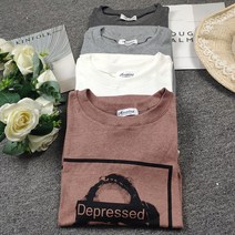 반팔나염티 기모 면 봄 여름 와이드 루즈핏 BF 무드 프린트 플라워 이너 캐쥬얼 여성 대미지 하프기장 2576911433