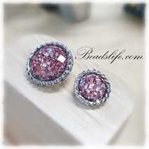 비즈라이프 원형 펄 보석단추, 1개, 22mm핑크