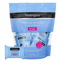 [뉴트로지나 정품]Neutrogena 메이크업 리무버 페이셜 클렌징 타월 싱글 데일리 페이스 물티슈 먼지 기름 메이크업 및 방수 마스카라 제거 부드러움 개별 식물 기반 섬유 20개, 20 Count (Pack of 2)
