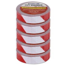 PET 반사테이프 반사 스티커 25mm X 10M 5개입, 백/적 사선