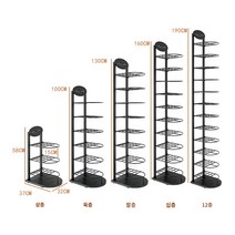 원형 거치대 스텐드 업소용 선반 걸이 모자 진열대, 블랙 10단 높이 160, 공식 표준배치