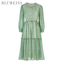 블루레이스 블루레이스 도트패턴티어드롱원피스_B2S1OP3061
