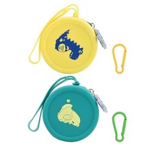 CALIDAKA 소형 휴대용 실리콘 강아지 간식 파우치 2개 카라비너 2개 재사용 가능한 개 간식 용기 개 간식 가방 간식 파우치 애완 동물 훈련 반려동물 산책 가방 개 및 고, Yellow+green