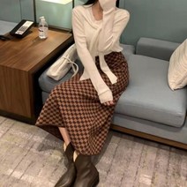 여자 하객룩 스커트 니트 A 체크 무늬 모임 치마 데일리 미디 여성 흑 룩 벨벳 랩 샤 미니 롱 플리츠 라인 플레어 하이웨스