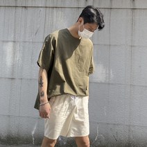 어깨 넓어보이는 나그랑 린넨 옆트임 시원한 반팔 여름 포켓 티 셔츠
