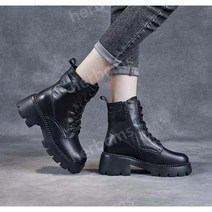 천연소가죽 워커 부츠 키높이 5cm 스트릿패션 미들워커 지퍼