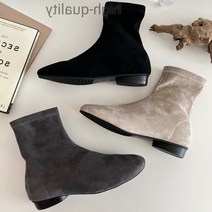 여성 빅사이즈 (255 260) 2.5cm 여성앵클부츠 안감 따뜻한 기모 둥근코 여성부츠 스웨이드 플랫 낮은굽 H3713