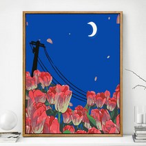 튤립 디지털 유화 DIY 채색 채색 심플 플라워 장식 그림 풍경 채색 유채화, BK144-월하자술향, 옵션1