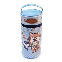 시바이누 손잡이 원형 필통 펜 파우치, A.블루