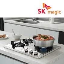 NEW SK매직 3구 빌트인 쿡탑 약불 조절 가스레인지 GRAB3FDD 560x430-440, LNG, 배송/설치