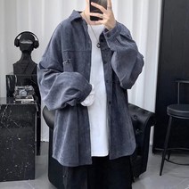 코듀로이 봄과 가을 셔츠 남성용 긴팔 유행 잘 생긴 느슨한 모든 경기 홍콩 스타일 일본식 셔츠 재킷