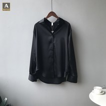 ANYOU 봄 가을 여성 데일리 루즈핏 긴팔 외투 셔츠 블라우스 실크블라우스 트랜드 여성블라우스