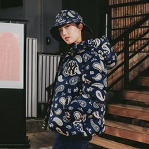 MLB 엠엘비 페이즐리 후디 숏패딩 NY D.Navy_국내매장정품