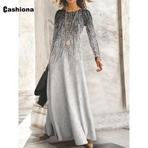 롱 원피스 맥시 여성 파티 드레스 여행 Cashiona 우아한 o-넥 긴 긴