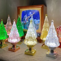 투명 트리 크리스마스 오르골 led 스노우볼 무드등 선물 랜턴, 실버