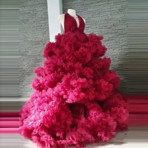 퍼프 러플 임산부 얇은 명주 그로스 가운 사진 촬영 러플 임산부 드레스 베이비 샤워 베이비 샤워, 135.4XL  4