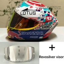 쇼웨이 헬멧 쇼에이 바이크 홍진 클래식 오토바이 X-14 풀 페이스 오토바이 헬멧 마르케즈 로터스 레드, 10 Revo silver Viosr